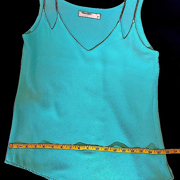 VERA & LUCY Light Green TANK TOP BLOUSE w/thin gold link straps•HP - Picture 8 of 9